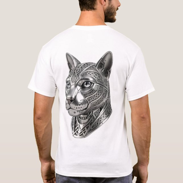 Camiseta Cabeça de Gato de Prata Celta Feroz – Guerreiro Fu (Verso)