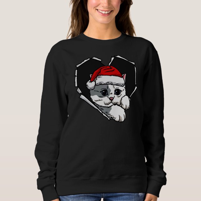 Camiseta Cabeça De Gato De Roupa Rasgada Com Coração De Cha (Frente)