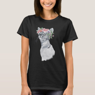 Camiseta Cabeça de Gato Selvagem Floral Fantasia Espírito A