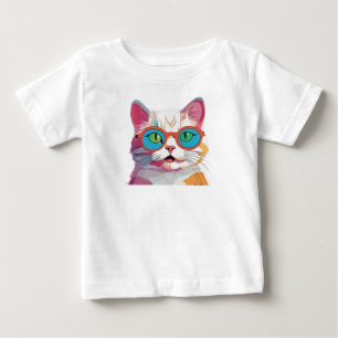 Camiseta Cabeça de Gato Vestindo Óculos Clipe