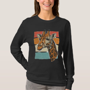 Camiseta Cabeça de Girafa Vintage Design Vetorial Pôr do So