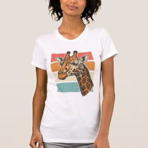 Camiseta Cabeça de Girafa Vintage Design Vetorial Pôr do So