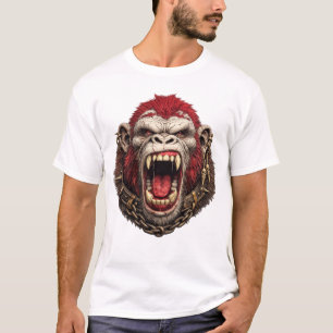 Camiseta Cabeça de Gorila Feroz – Design de Animal