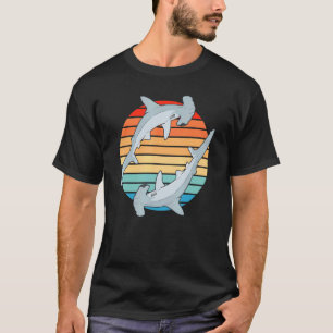 Camiseta Cabeça de Hammerhead Shark Retro Sunset