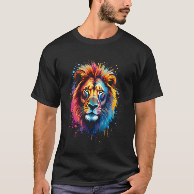 Camiseta Cabeça de leão artística (Frente)
