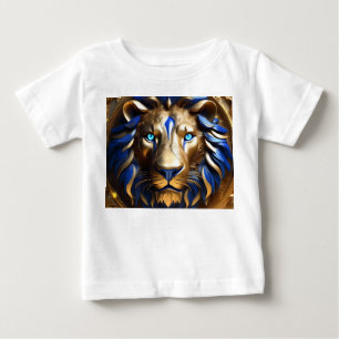 Camiseta Cabeça de Leão Azul e Dourada,