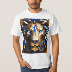 Camiseta Cabeça de Leão Azul e Dourada,
