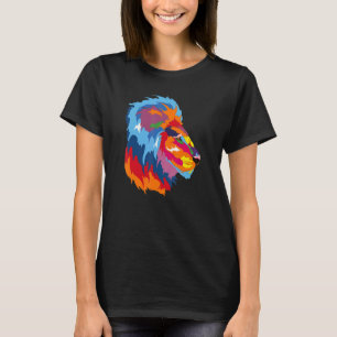 Camiseta Cabeça De Leão Com Cor Brilhante