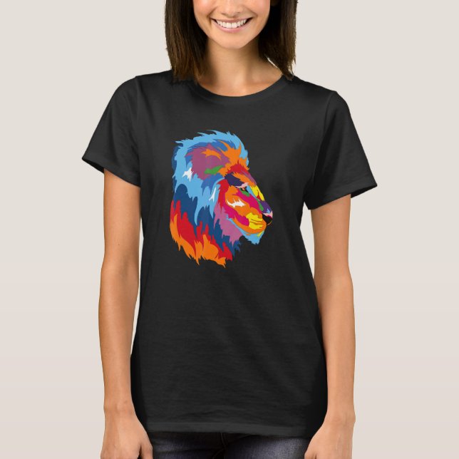 Camiseta Cabeça De Leão Com Cor Brilhante (Frente)