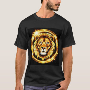 Camiseta Cabeça de Leão Dourado com Brilho Radiante