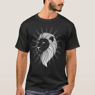 Camiseta Cabeça de Leão Elegante com Raios Radiantes