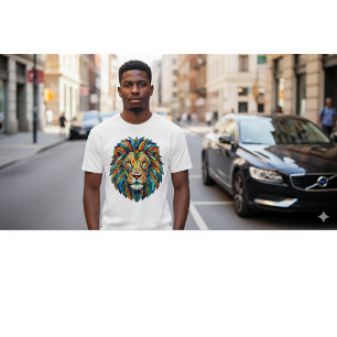 Camiseta Cabeça de Leão em Mosaico Ousado – Rei Artístico V