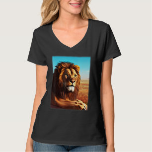 Camiseta Cabeça de leão impressão 3D África predador com wi
