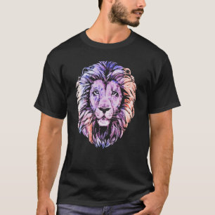 Camiseta Cabeça De Leão legal Com Cor Brilhante