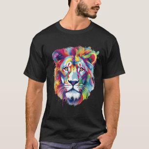 Camiseta Cabeça de Leão legal com Cor Brilhante