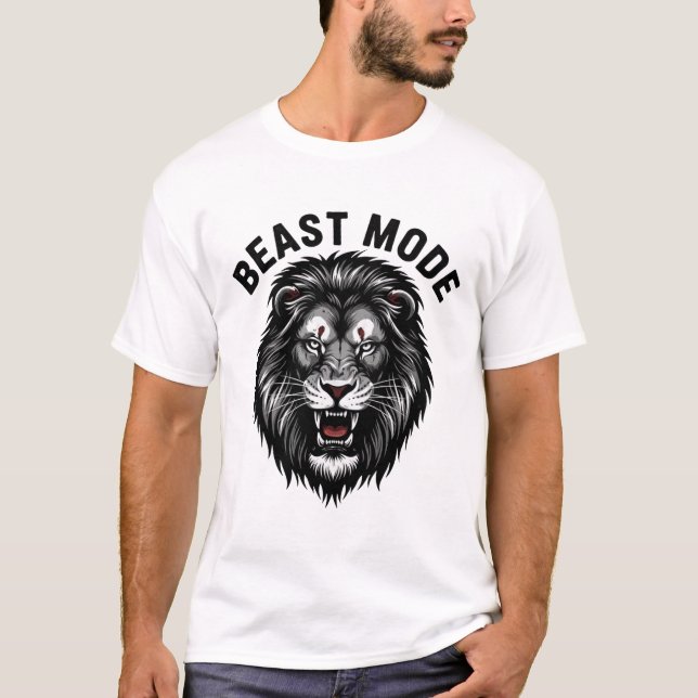 Camiseta Cabeça de Leão no Modo Fera – Design de Poder Ousa (Frente)
