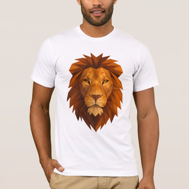 Camiseta Cabeça de Leão Poligonal - Design de Energia Geomé (Frente)