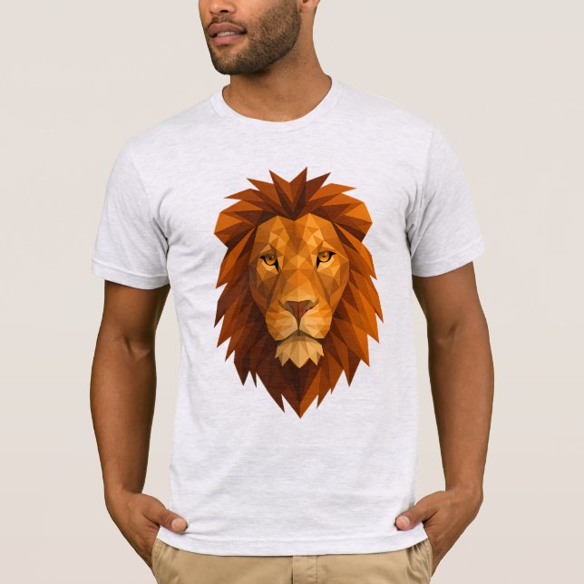 Camiseta Cabeça de Leão Poligonal - Design de Energia Geomé (Frente)