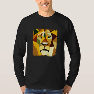 Camiseta Cabeça de Leão Vetor Majestoso com Trabalho de art