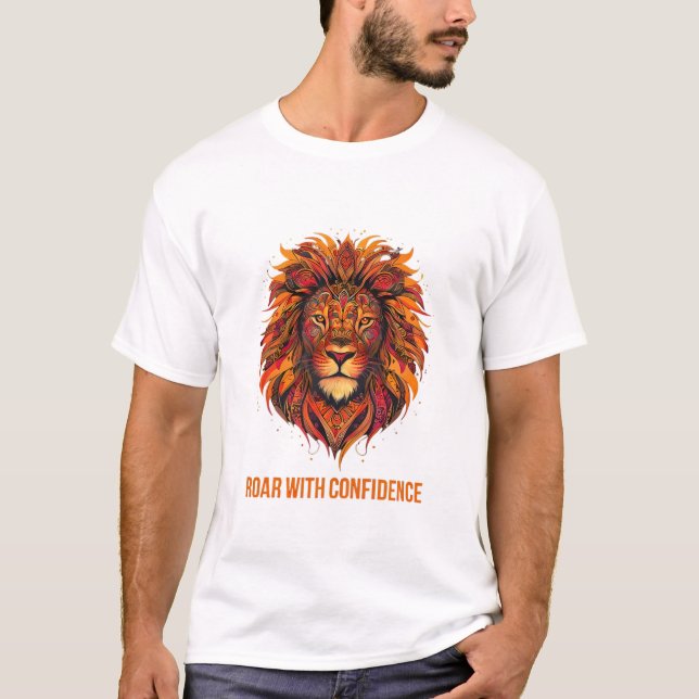 Camiseta Cabeça de Leão Vibrante - Roar com Confiança (Frente)