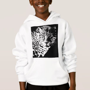 Camiseta Cabeça de Leopardo Roupa de Moda Branca