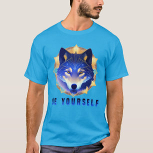 Camiseta Cabeça de Lobo Azul Místico