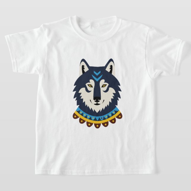 Camiseta Cabeça de lobo em estilo tribal (Postura )