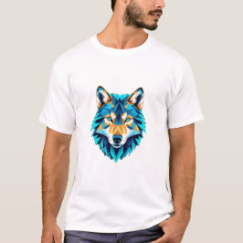 Camiseta Cabeça de Lobo Geométrico – Animal Baixo Poli Neon