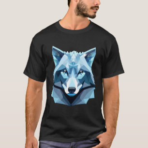 Camiseta Cabeça de Lobo Geométrico Azul