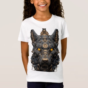 Camiseta Cabeça de Lobo Mecânico Steampunk - Robô Cyberpunk