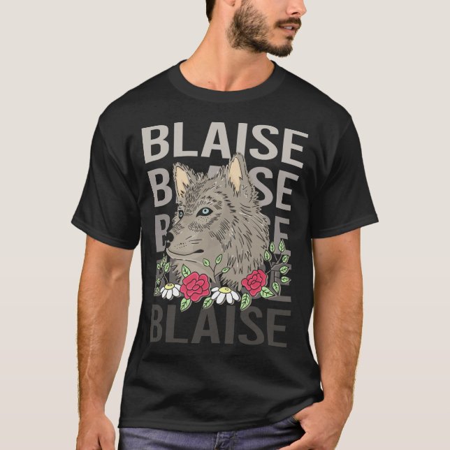 Camiseta Cabeça de Lobo - Nome Blaise (Frente)