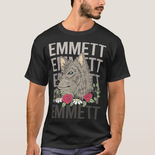 Camiseta Cabeça de Lobo - Nome Emmett (Frente)