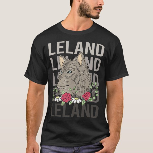 Camiseta Cabeça de Lobo - Nome Leland (Frente)