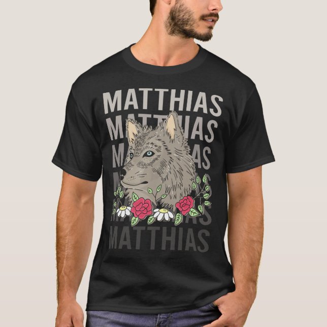 Camiseta Cabeça de Lobo - Nome Matthias (Frente)