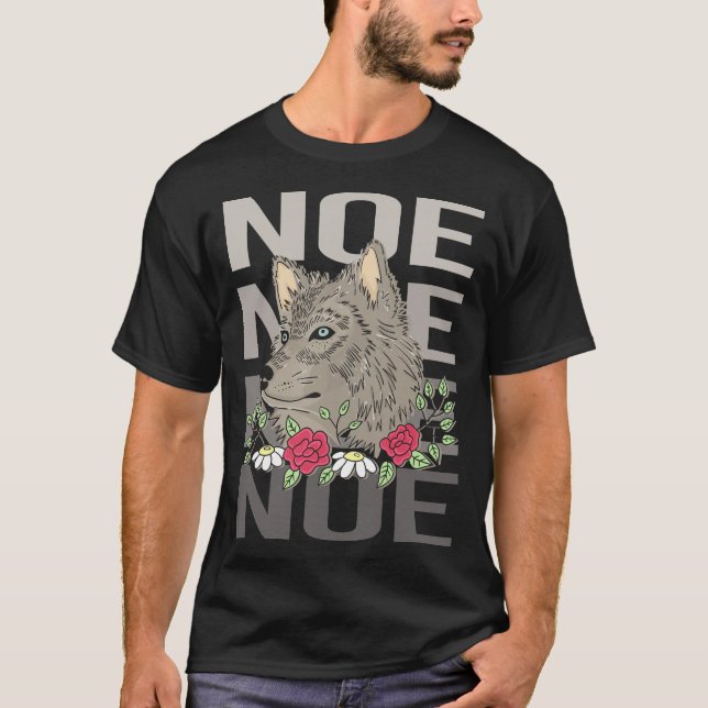 Camiseta Cabeça de Lobo - Nome Noe (Frente)