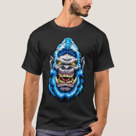 Camiseta Cabeça de Monstro: Grande Pé Yeti Sasquatch Cyan