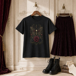 Camiseta Cabeça de Morte de Mariposa Gótica Vitoriana com R