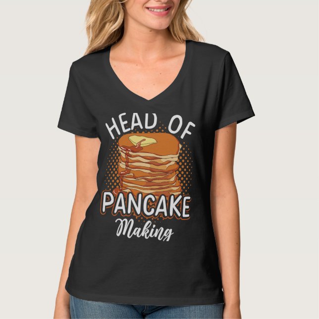 Camiseta Cabeça De Pancake Fazer Baking Maple Syrup Pancake (Frente)