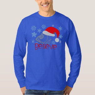 Camiseta Cabeça de Peixe de Natal com Papai Noel