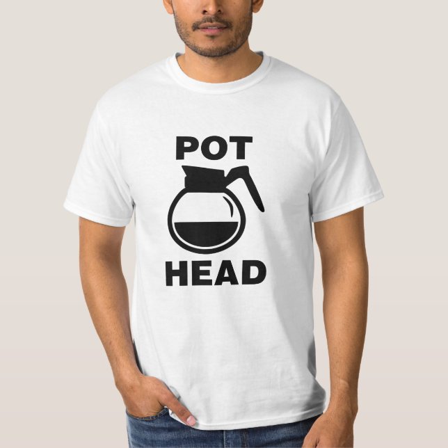 Camiseta Cabeça de Pote de café - desenho simples (Frente)