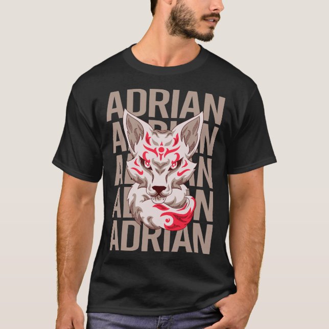 Camiseta Cabeça de Raposa - Nome Adrian (Frente)