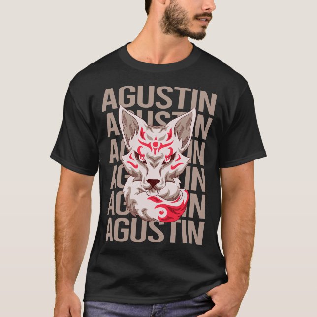 Camiseta Cabeça de Raposa - Nome Agustin (Frente)