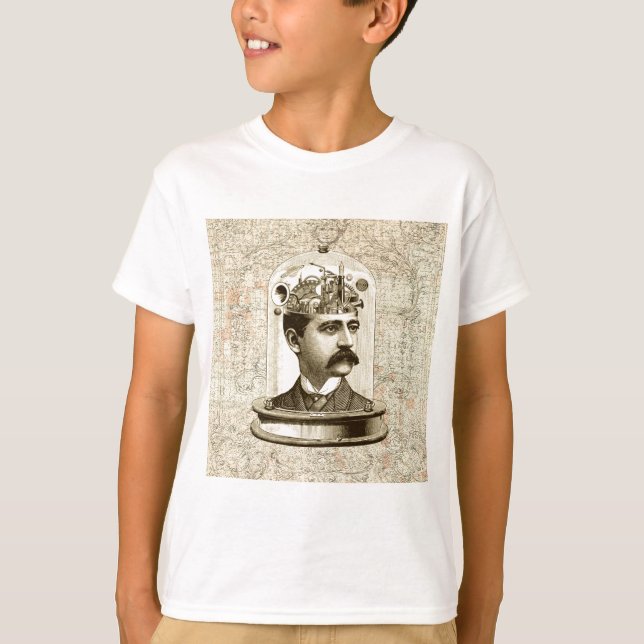 Camiseta Cabeça de relógio de vapor no vidro (Frente)