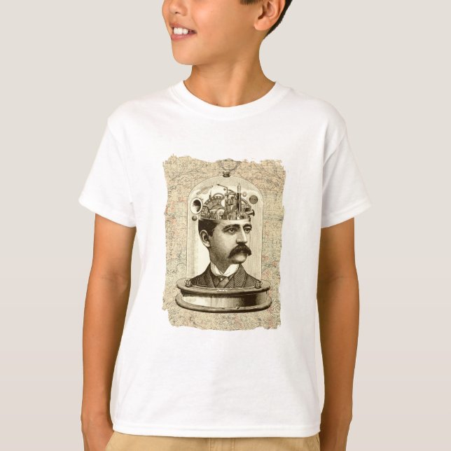 Camiseta Cabeça de relógio de vapor no vidro (Frente)
