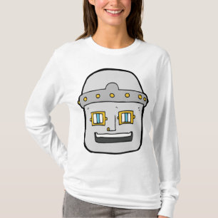Camiseta Cabeça de Robô Prateado Amigável