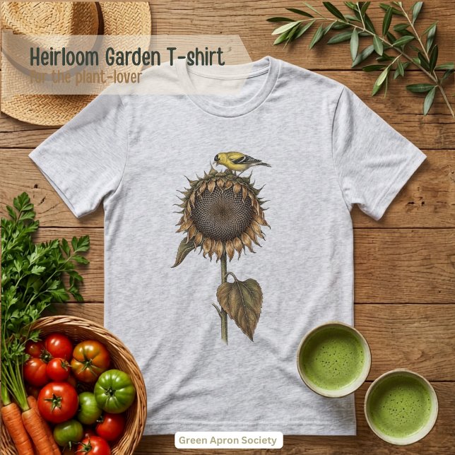 Camiseta Cabeça de Semente de Girassol Botânica (Criador carregado)