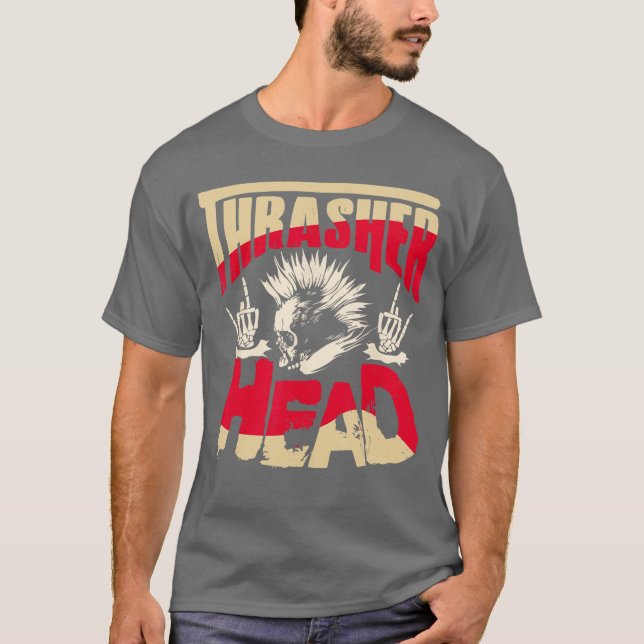 Camiseta Cabeça de Thrasher engraçado (Frente)