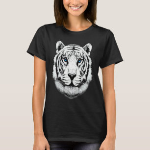 Camiseta Cabeça de Tigre Branco para Crianças Meninos  
