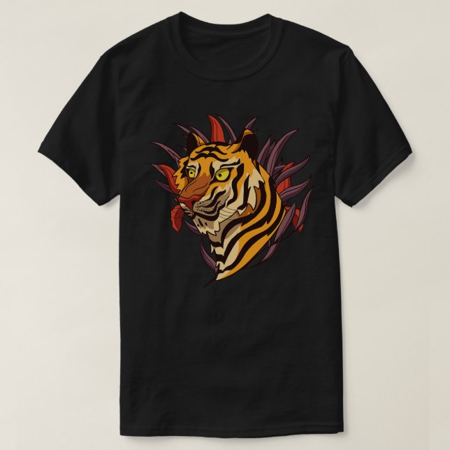 Camiseta Cabeça de Tigre Desenhada à Mão (Frente do Design)