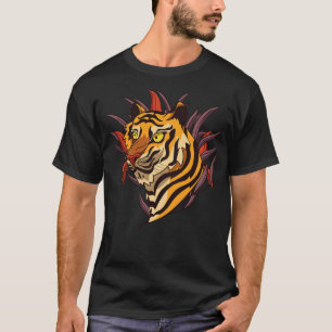 Camiseta Cabeça de Tigre Desenhada à Mão